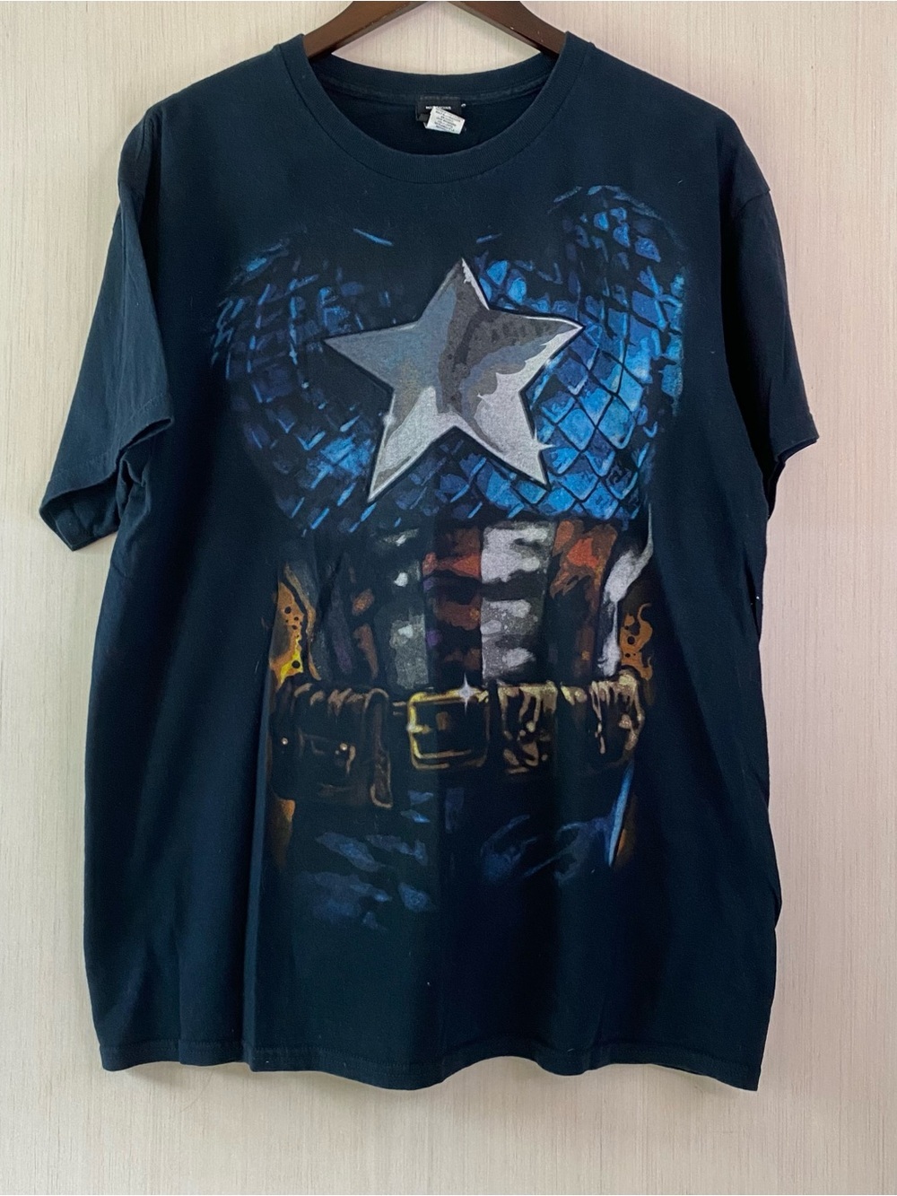 Vintage Mad Engine Marvel Captain America Costume Graphic Tee Black Large